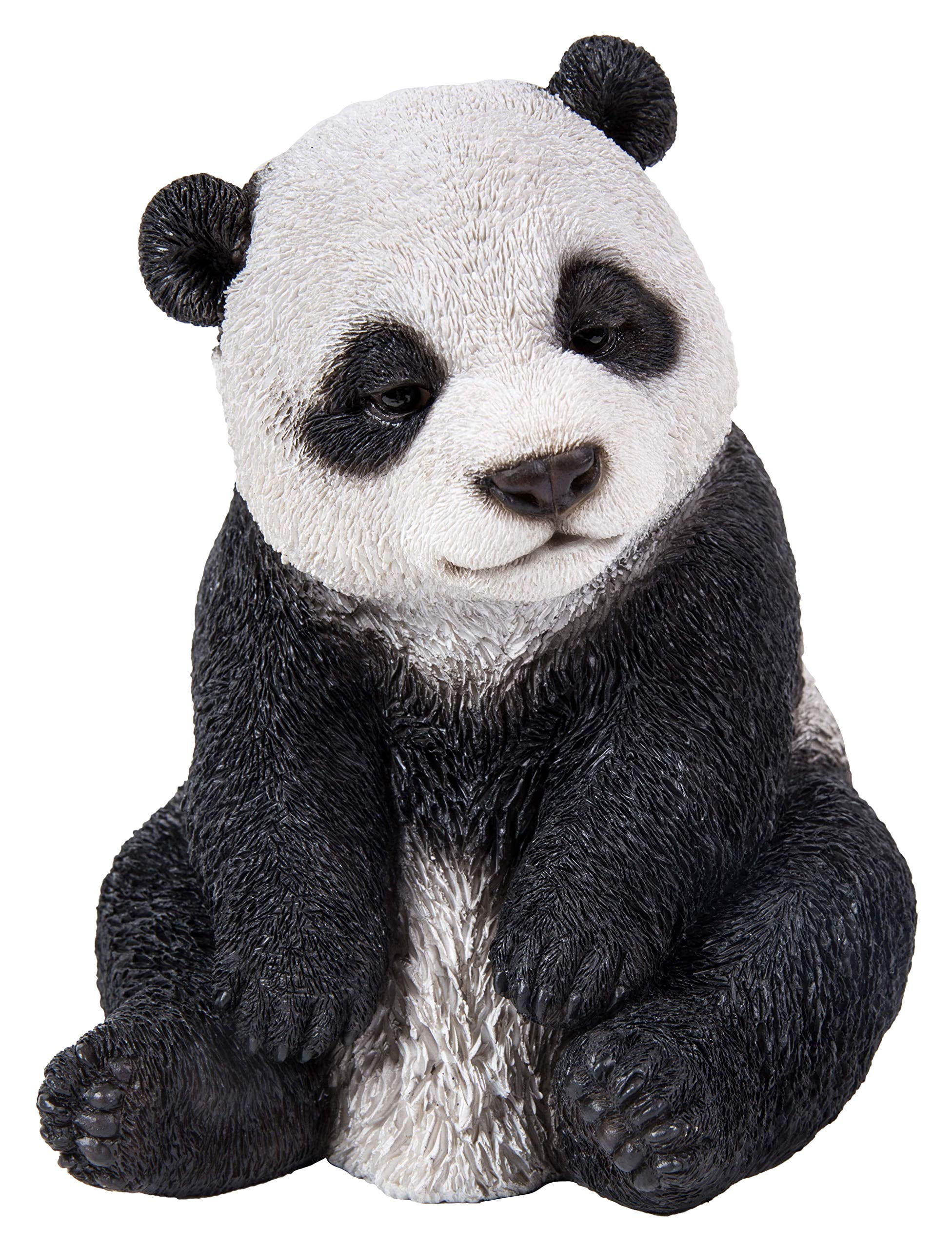 Small Black and White Polyresin Sitting Panda Statue