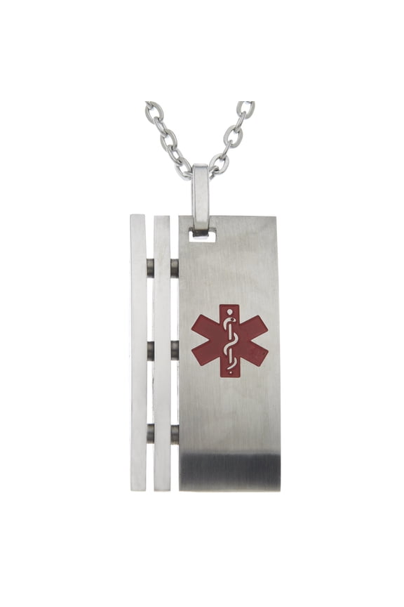 DRS Stainless Steel Medical Alert Pendant Necklace