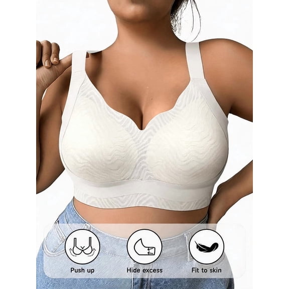 DRTTSN Plus Size Women's Wirefree Full Coverage Support Bra - Seamless Lift, Broad Pressure-Distributing Shoulder Straps, Ergonomic Cups, Smooth Side Panels, for Daily Sleep Postpartum Wear, 1XL-5XL