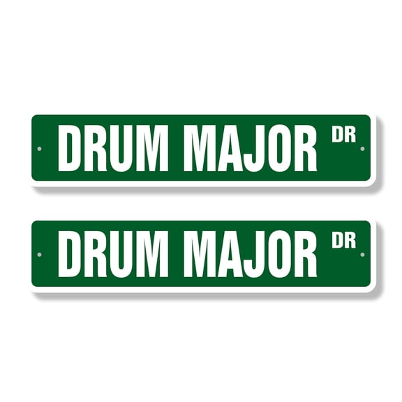 DRUM MAJOR Classic Street Sign (2 Pack) band marching high school college Road Sign | 4" X 18" Plastic Address Sign