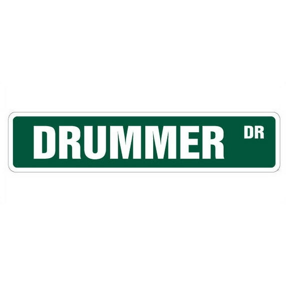 DRUMMER Street Sign drum sticks cymbal music band | Indoor/Outdoor | 36" Wide