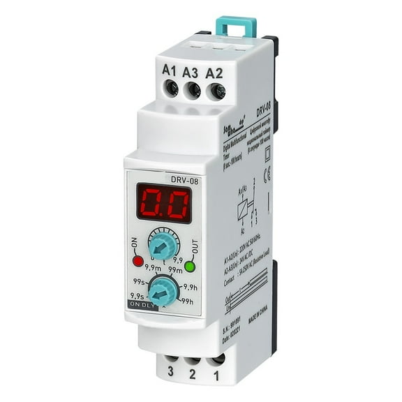 DRV-08 Digital Multifunction On Delay Time Relay(0,1sec. - 100 Hours.)