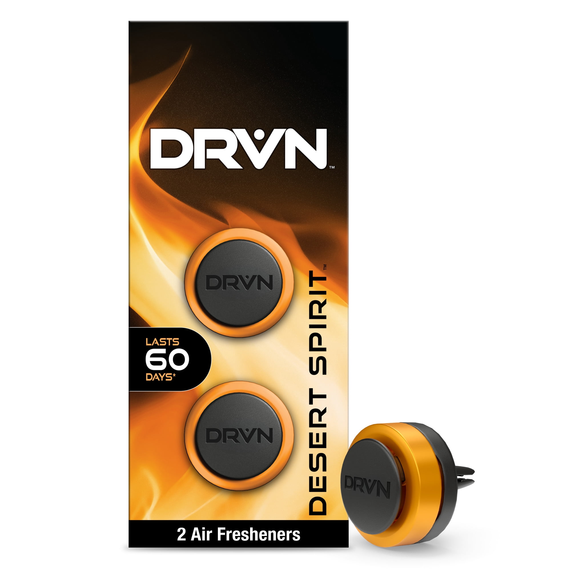 DRVN Mini Vent Clip Car Air Freshener, Desert Spirit Scent (2 Count), Delivers Sharp Citrus and Spice Cut Through Rich Woods