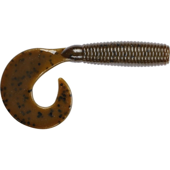 DRY CREEK Single Tail Money Grubber Curltail Grub, 4", Green Pumpkin Pepper 20/Pack