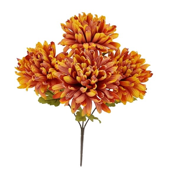 Mainstays 17H Indoor Artificial Dried Mum Bush, Dark Orange Color.