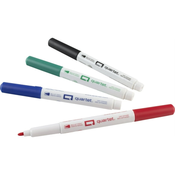 Quartet Low Odor Dry-Erase Markers, Bullet Tip, Assorted Classic Colors, 4 Pack
