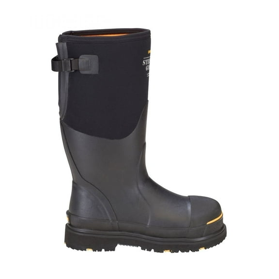 DRYSHOD WORK Mens Steel Toe Waterproof Boot Black Yellow Adjustable Gusset One Size