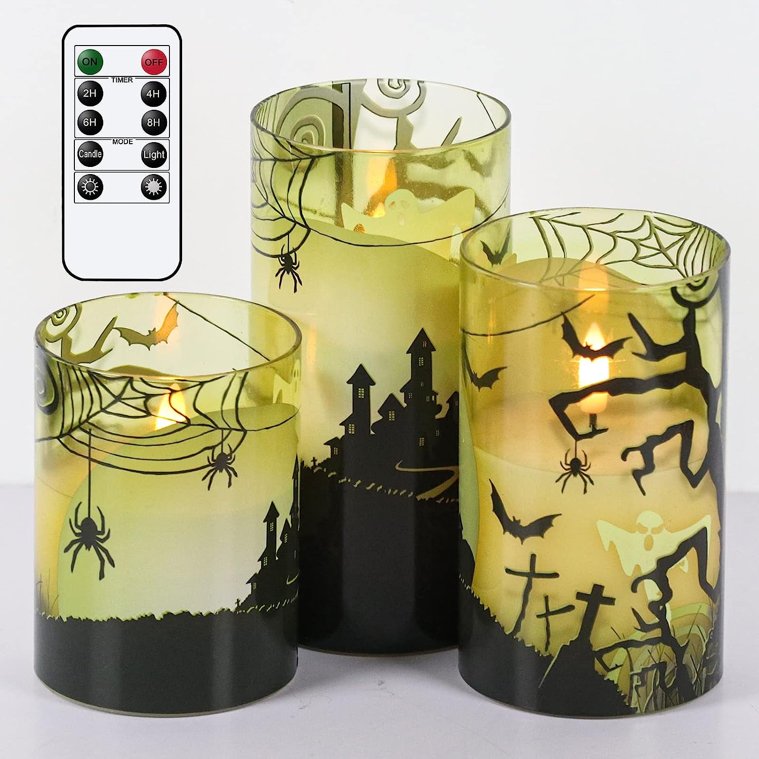 DRomance Spider Glass Flameless Candles with Remote and Timer, Battery