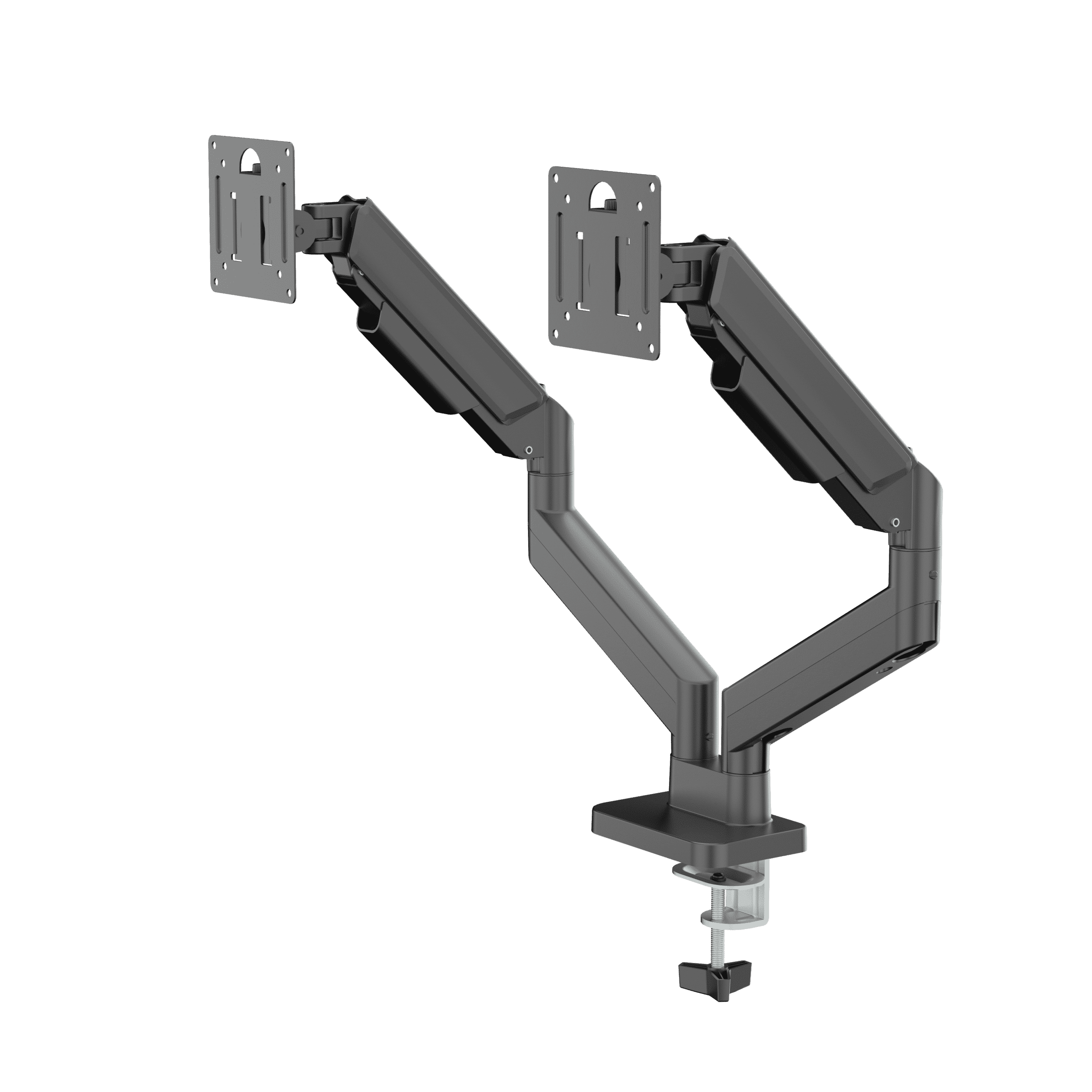 DS-32DMA: Dual Monitor Arm - Full Adjustable Monitor Desk Mount Swivel Vesa Bracket with C Clamp, Grommet Mounting Base up to 32 Inch Computer Screens, Made From Aluminum