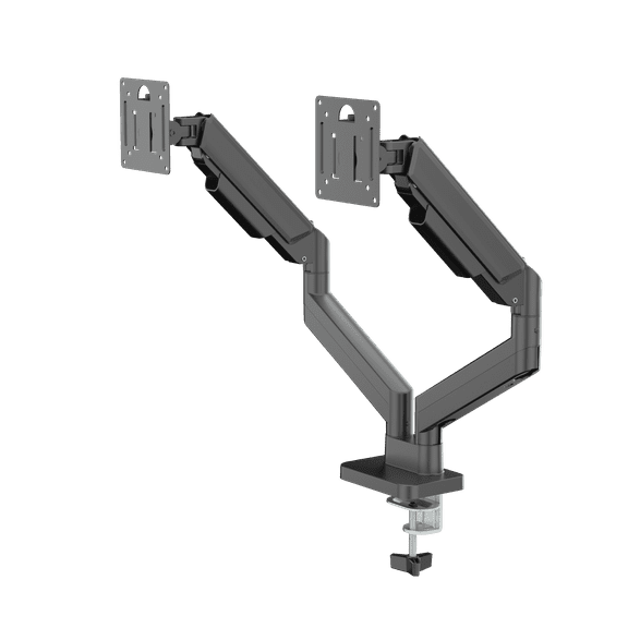 DS-32DMA: Dual Monitor Arm - Full Adjustable Monitor Desk Mount Swivel Vesa Bracket with C Clamp, Grommet Mounting Base up to 32 Inch Computer Screens, Made From Aluminum