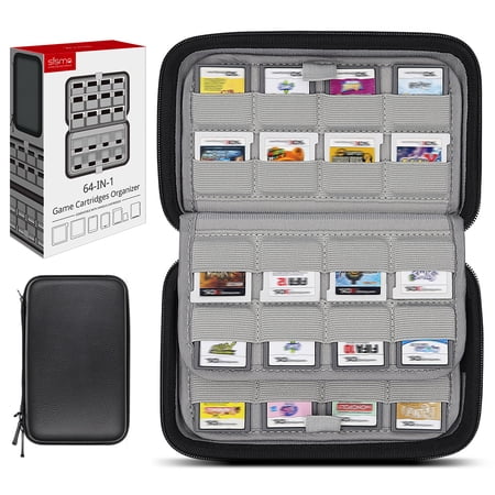 DS 3DS Game Case Compatible with Nintendo 3DS 2DS DS Switch Game Cartridges, Sisma Large Capacity 64 Game Card Holders Organizer Home Safekeeping Hard Shell Storage Case, Black