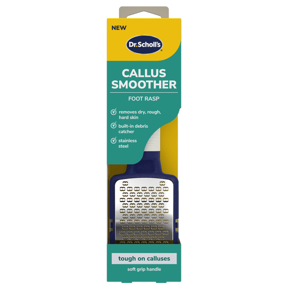 Dr. Scholl's Callus Smoother Foot Rasp, with Built In Debris Catcher, Stainless Steel Callus Remover