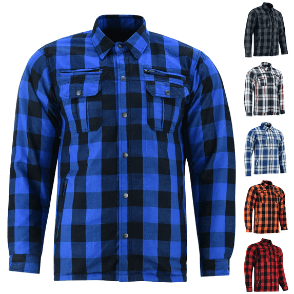 DS Daniel Smart Men's Durable Plaid Motorcycle Flannel Shirt, Long Sleeve