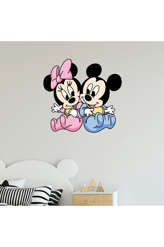 Baby Mickey And Minnie Mouse Cartoon Characters Vinyl Wall Decal Stickers