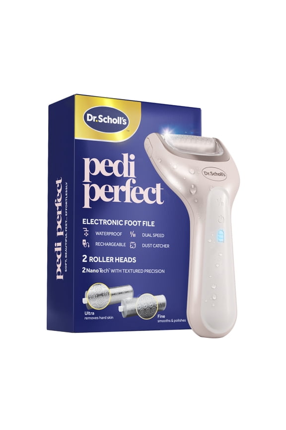 Pedi Perfect Electric Foot Callus Remover, Waterproof, Rechargeable with x2 Roller Heads