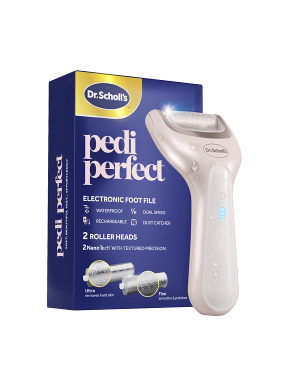 Pedi Perfect Electric Foot Callus Remover, Waterproof, Rechargeable with x2 Roller Heads