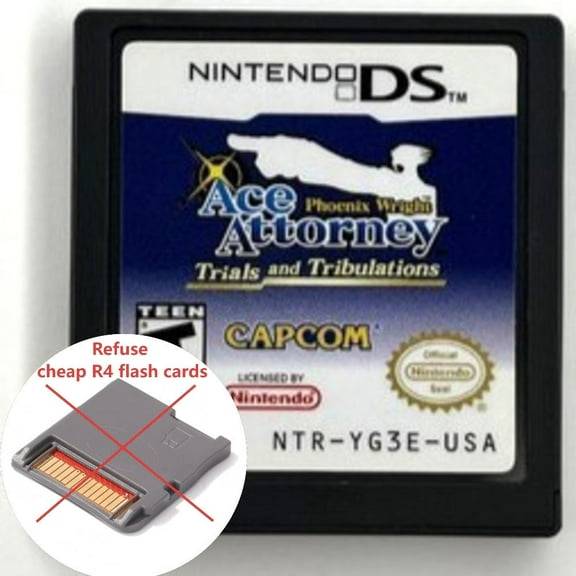 DS Game Cartridge Phoenix Wright Ace Attorney Trials and Tribulations US Version (Not R4 Flashcard) DS Games for NDS 3DS DSI DS