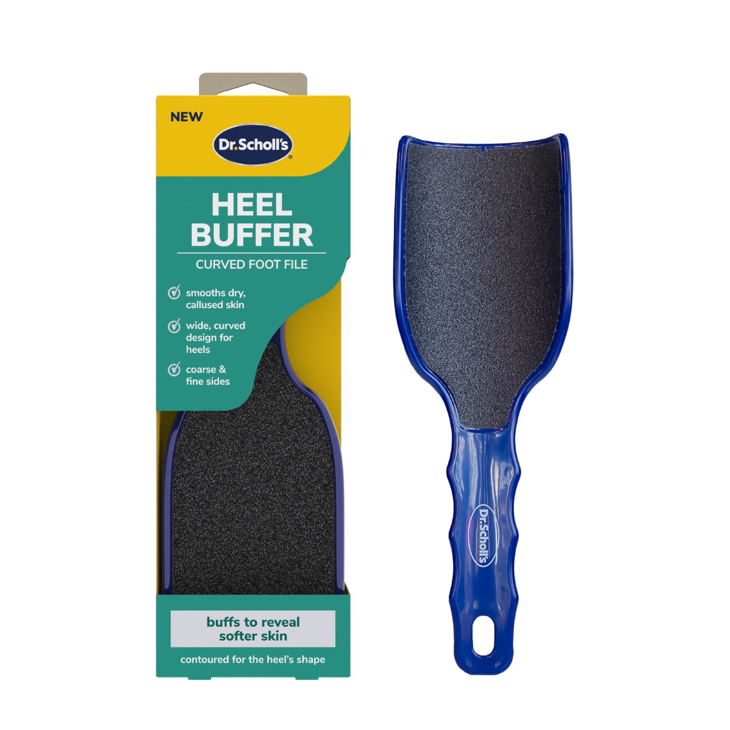 Dr. Scholl's Curved Heel Buffer Foot File Callus Remover for Smooth Feet