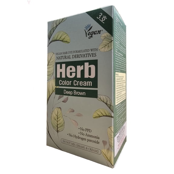 DS Herb Color Cream Deep Brown PPD Free, Ammonia Free & Hydrogen Peroxide Free Hair Color, Vegan Hair Dye for Grey Coverage with Botanical Extracts, Korean Herbal Formula, Quick 20-Minute Color