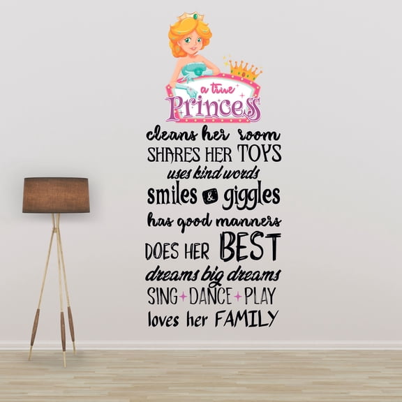 DS Inspirational Decals Build A Message Decor Adhesive Wall Decal Quotes | 20" x 45" Vinyl Home Art Design Kids Girls Bedroom How To Become A True Princess Removable Decoration Sticker