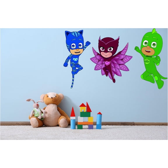DS Inspirational Decals Catboy And Owlette PJ Masks Vinyl Wall Art Decal - 12" x 20" Removable Home StickerDecal Animated Kids TV Series Decor Design Kids Bedroom Nursery Sticker Decoration