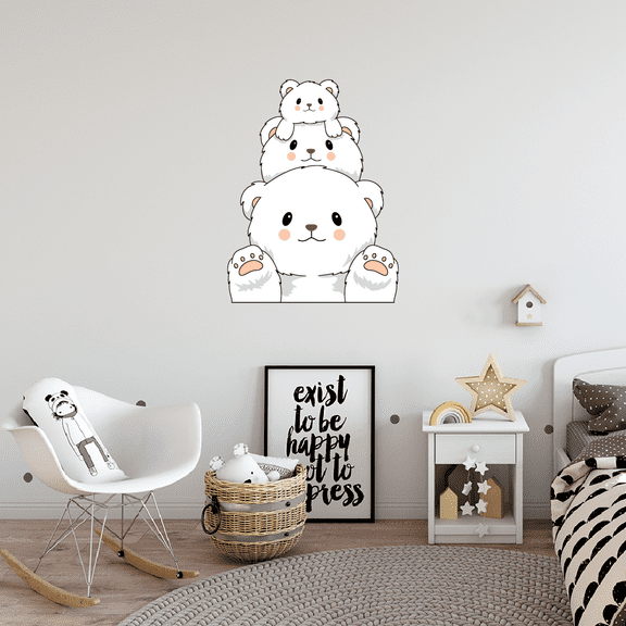 DS Inspirational Decals Family Of White Polar Bears Wall Art Decal - 20" x 25" Vinyl Home Arctice Animals Adhesive Decor Design Removable Living Room Kids Bedroom Nursery Decoration Sticker