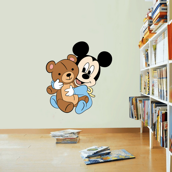 DS Inspirational Decals Young Mickey Mouse Vinyl Wall Decal - 20" x 22" Adhesive Home Wall Art Walt StickerDecal Cartoon Character Decor Design Kids Nursery Bedroom Removable Decoration Sticker