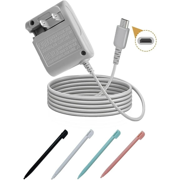 DS Lite Charger Kit Compatible with Nintendo DS Lite 100-240V Wall Plug Adapter with 4 Stylus Pen for Nintendo DS Lite
