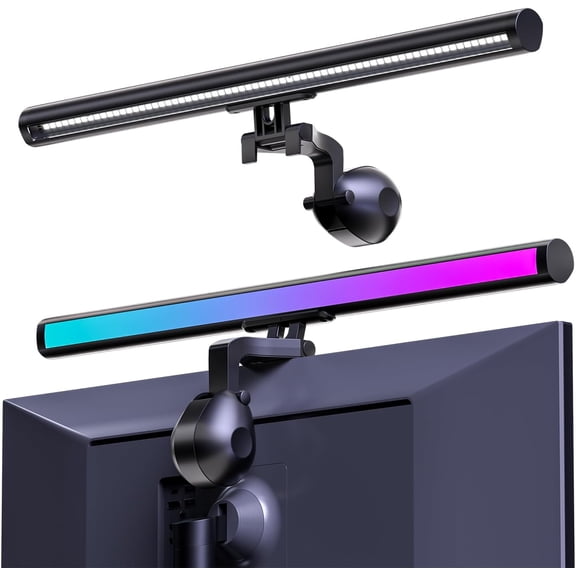 DS Monitor Light with Sync Screen Color, Care-Reading LED Task Lamp Adjustable Brightness/Color Temperature Reading Light for Laptops, Computer Monitor (USB Plug)