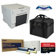 DNP DS-RX1HS Compact Event Photo Booth Portrait Dye-Sublimation Printer Bundle with DNP Print Media 4x6-inch, 2 Rolls + Slinger Padded Printer Carrying Case + 64GB SD Card +