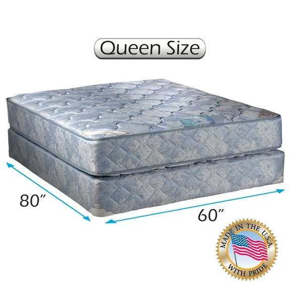 DS USA Chiro Premier Two-Sided Orthopedic (Blue) Queen Size Mattress Set with Bed Frame Included - High Quality Quilted Fabric Cover, Orthopedic, Longlasting Comfort