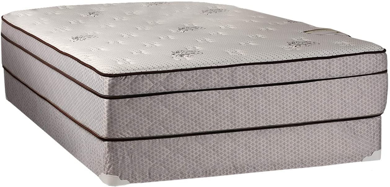DS USA Fifth Ave Extra Soft Foam Eurotop PillowTop Twin Size Mattress & Low 5" Height Box Spring Set with Metal Bed Frame - High Quality Foam, Orthopedic Type, Innerspring Coils, Longlasting Comfort