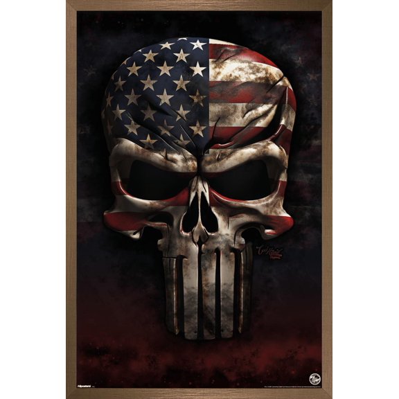 DS Valori - America Skull Wall Poster, 22.375" x 34" Framed