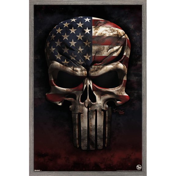 DS Valori - America Skull Wall Poster, 22.375" x 34" Framed