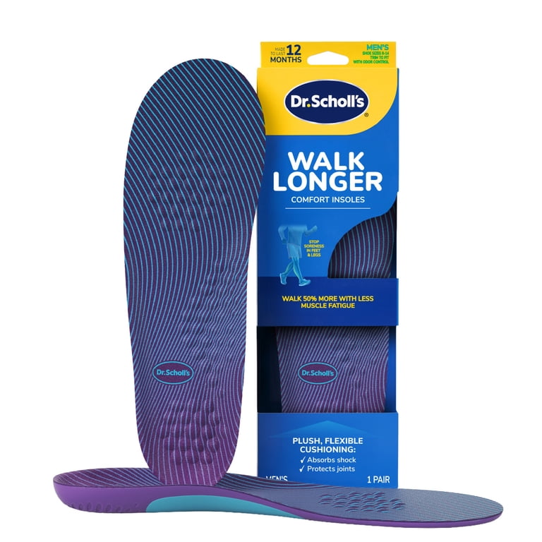 Dr. Scholl's Walk Longer Insoles, Comfortable Plush Foam Inserts