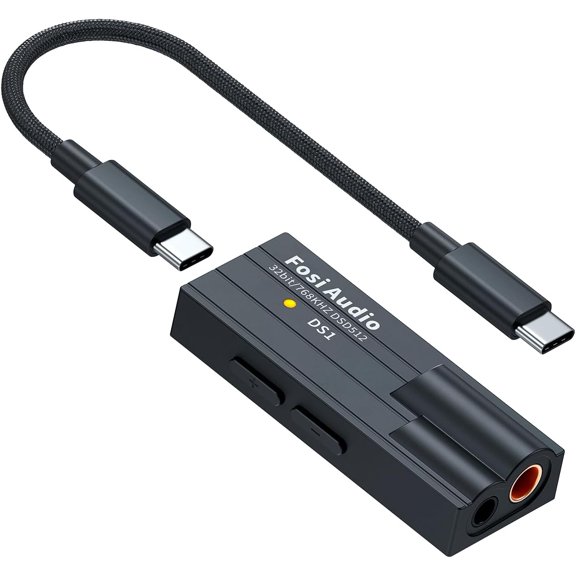 DS1 USB C DAC Headphone Amp DSD512 ES9038Q2M H Mini Audio Adapter Supports 32bit/768kHz with 4.4MM and 3.5MM Dual Headphones Outputs Compatible Smartphones/Laptop/PC/Music Players