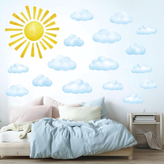 DS12-8079 78pcs Sun Clouds Polka dot Wall Stickers Decals Art Baby Bedroom Boho Classroom dcor Living Kids Home Nursery playroom Removable Sunshine Vinyl DIY