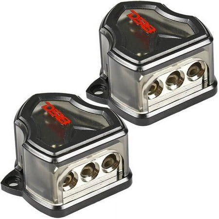 DS18 0 Gauge to 4 gauge 3 way Set Screw Ground Distribution Block AWG 2 Pack