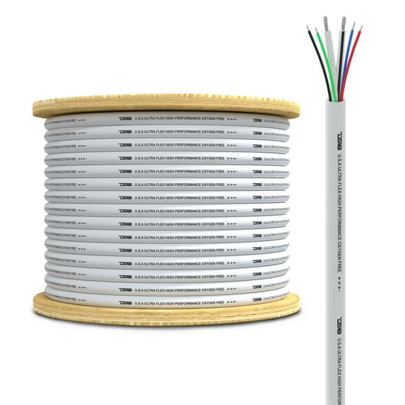 DS18 100 Foot 12/18 Gauge OFC Marine Tinned RGB White Speaker Wire
