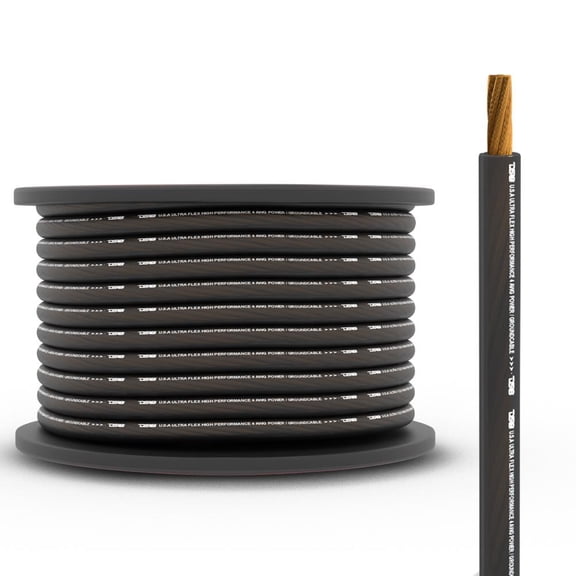 DS18 4 Ga Power Cable 100Ft Spool Black Ultra Flex CCA Wire PW-4GA-100BK-100Ft