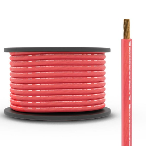 DS18 4 Gauge Power Cable 100Ft Spool Red Ultra Flex CCA Wire PW-4GA-100RD-100Ft