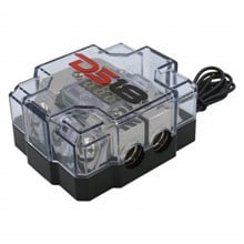DS18 AUDIO Afs Mini Anl Fuse Holder Distribution Block 1x2ga/0ga In 2-In X 4 Ga Out With 80a Fuse And Volt Meter Display