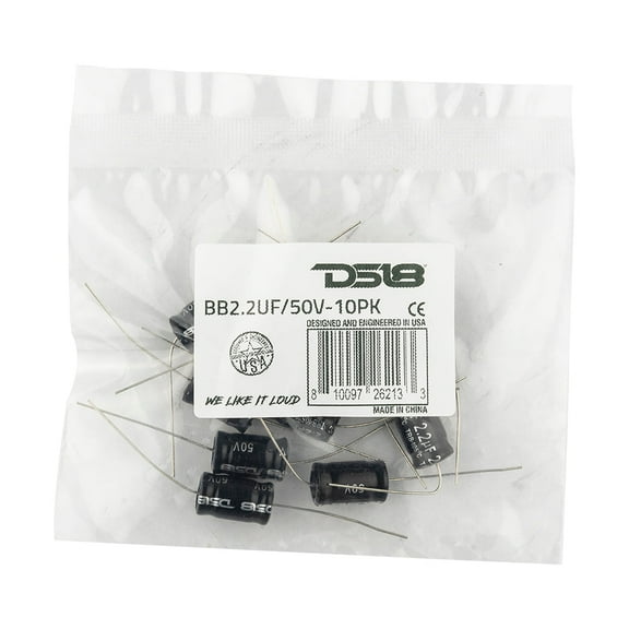 DS18 BB2.2UF/50V-10PK Bass Blocker 18KHz @ 4 ohms or 9KHz @ 8 ohms 6DB/OCT Tweeter 10PCK