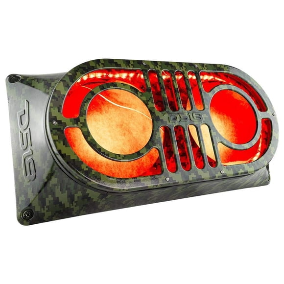 DS18 JMID Tactical Green Army JK, JKU & JL 2007-2019 Midrange and Tweeter Unloaded 10" Enclosure Box