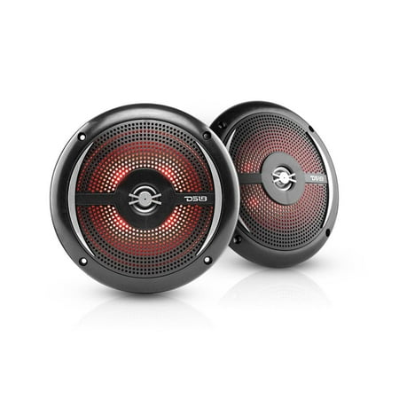 DS18 NXL-6SL/BK Hydro 6.5-In. 100-Watt-Max 2-Way Marine Slim Speakers with Integrated RGB LEDs (Black)