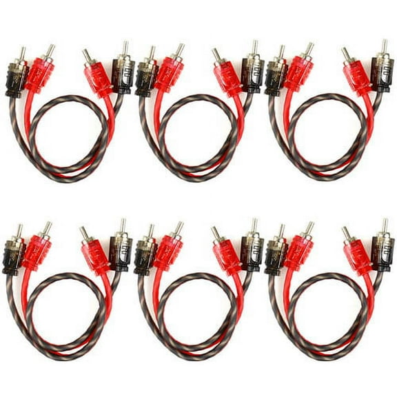 DS18 Ultra Flex 1 Ft RCA Cables 2 Ch Competition Rated Audio RCA-1FT 3 Pair