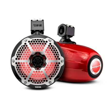 DS188" Neodymium Marine Towers w/Built-in Passive Radiator, 1" Driver RGB LED Light - 550 Watts (Pair) - Red [NXL-X8TPNEO/RD]