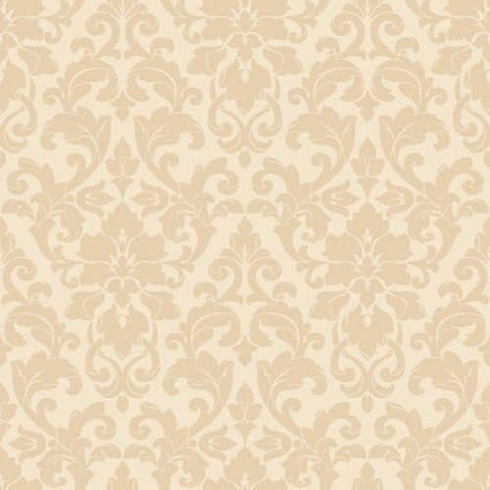 DS29713 Velvet Damask Prepasted Wallpaper, Beige, Cream