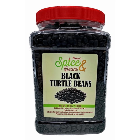 Dasher's Spice & Beans Black Turtle Beans | 3lb Resealable Jar | Triple Cleaned | Grown in the USA