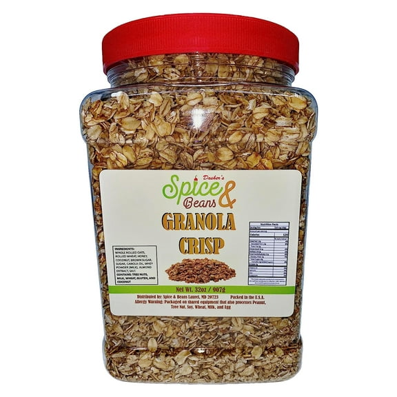 DSB Granola Crisp - Bulk 2LB - 32oz - Reusable Jar - Perfect Pie Topping, Cereal Enhancer, Ice Cream Topping